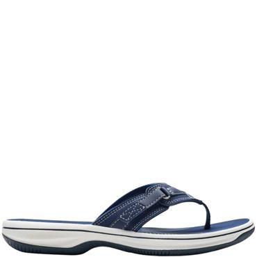 CLARKS WOMENS FLAT STRAP SANDAL - NAVY